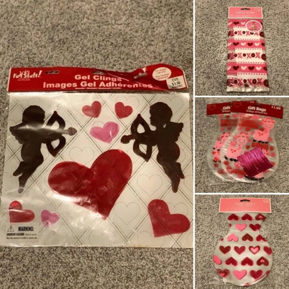 Brand New Valentine's Day Party Supplies Including Snack Sacks & Window Clings
